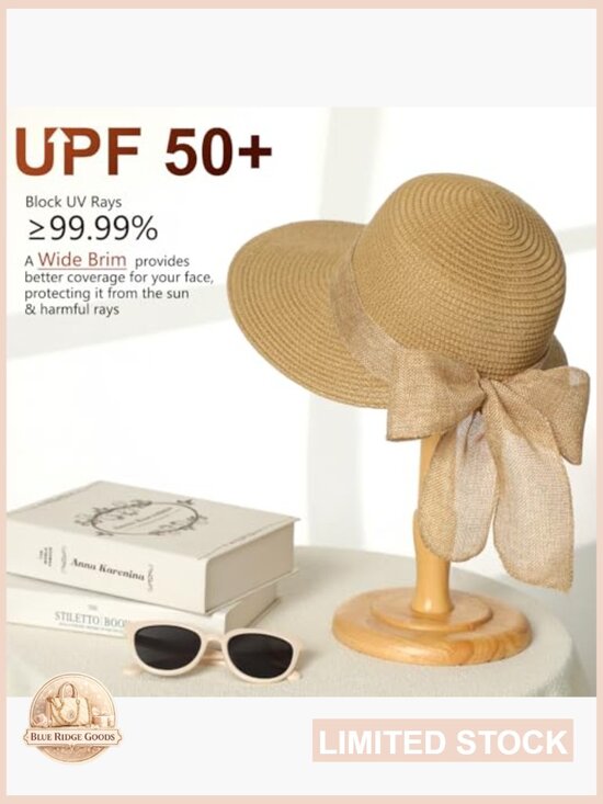 Straw Sun Hat UV Protection Foldable Beach Hat Adjustable Chin Strap Women\'s main image 6